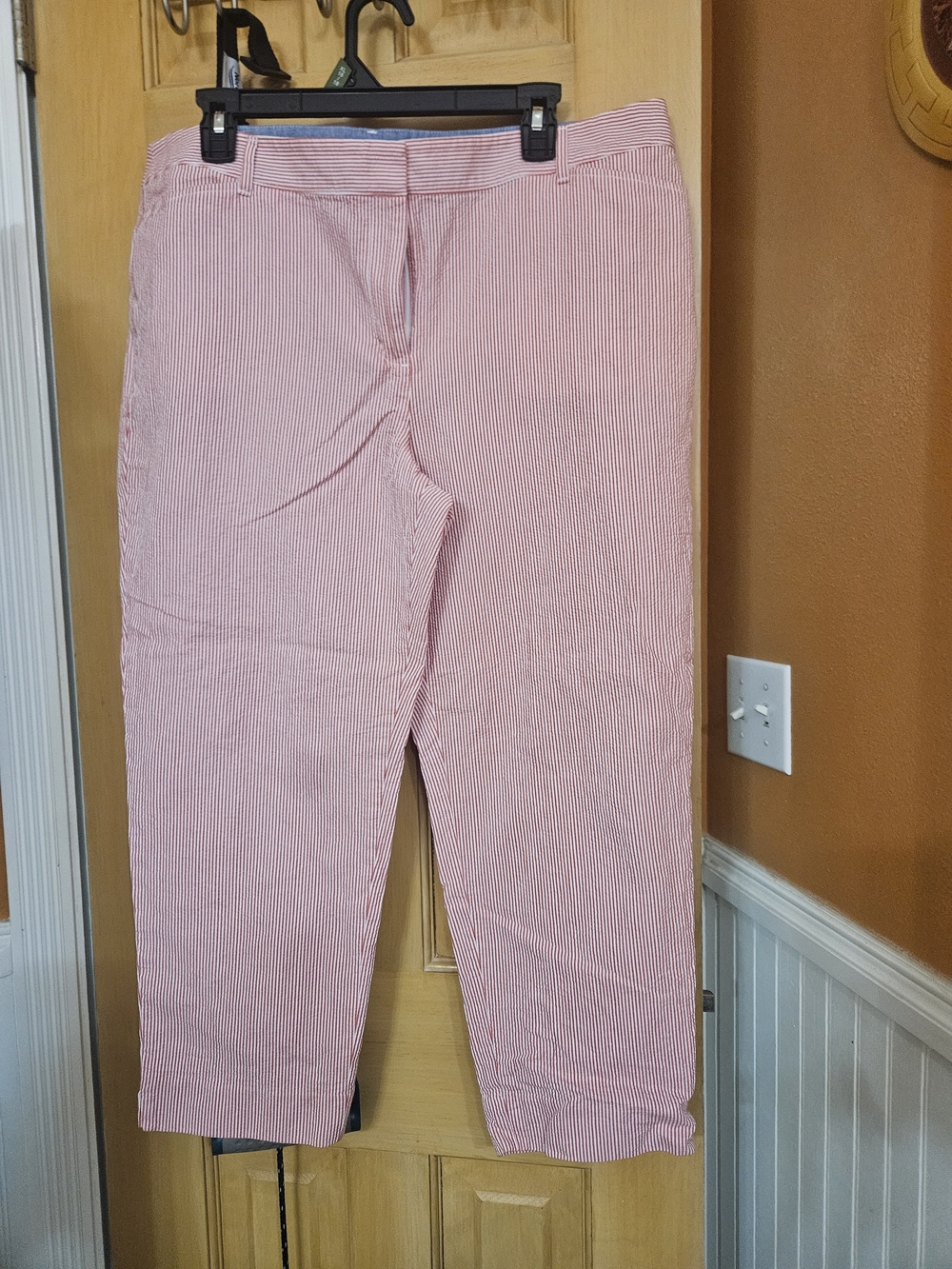 Talbots Red and White Seersucker Pants